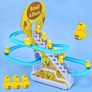  Electric Cartoon Duck Climbing Music Train Duck Toys